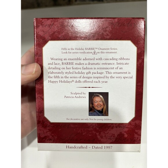 Hallmark Keepsake Collector Ornament "Holiday Barbie" 1997 w/ box - Picture 3 of 8